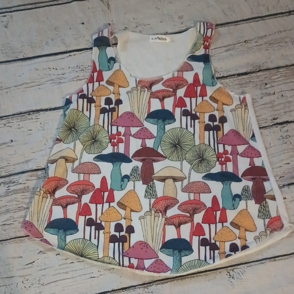 La Soul Tops - LA Soul Red Blue Mushroom Print Tank Top M
